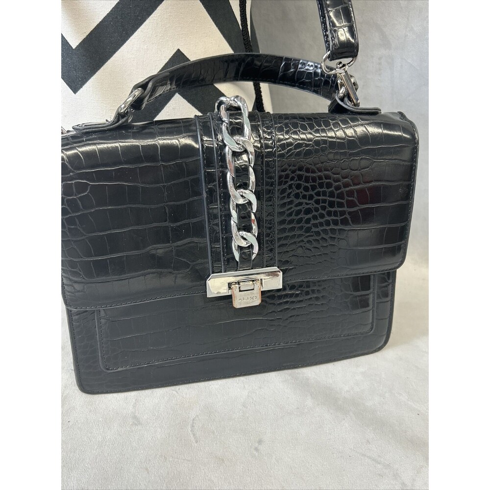 Aldo Purse Crossbody Womens Handle‎ Faux Skin Shoulder Bag Black Chain Strap